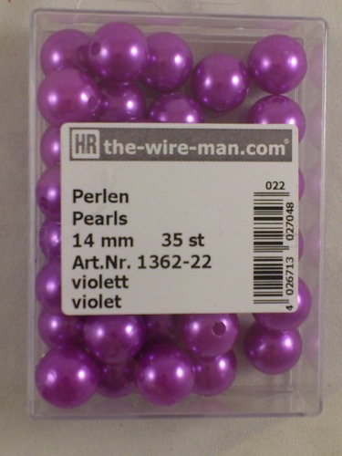 Parels violet 14 mm. 35 st.